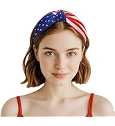 HFZRZFH Handmade American Flag Headband for Women and Girls, Patriotic USA Red White Blue Stars, ...