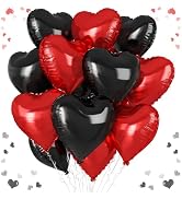 Red Black Heart Balloons, 18 Inch Red and Black Heart Shape Balloon, 12PCS Black Red Helium Foil ...