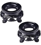 WNHNO 2Pcs Black Wooden Display Stand for Crystal Sphere Quartz Ball Holder Hollow Wood Stand Bas...