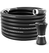 SPECILITE 5/8" Garden Hose 50 ft with High Flow Nozzle, Heavy Duty Flexible Hybrid Rubber Water H...