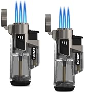 Cigar Lighter Triple Jet Flame Butane Torch Lighters Windproof Butane Refillable Gas Torch Lighte...