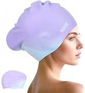 Aegend Swim Caps for Long Hair, Durable Silicone Swimming Caps for Women Men Adults Youths, Easy ...