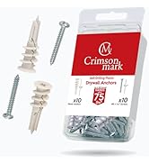 CrimsonMark 20Pcs Self Drilling Drywall Anchors and Screws kit #8 x 1-1/4”- Superb Wall Anchors f...