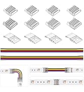 BTF-LIGHTING 6 Pin 12mm 0.47in Width Transparent Solderless Connector Kit 8XCorner Connector 4XGa...