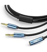 MillSO Audio Splitter, Female to 2 Male 3.5mm TRS Audio Splitter, 8 Feet SapphireBlue&Gold-Plated...