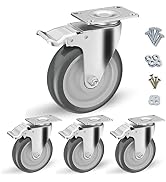 5 inch Caster Wheels, Casters Set of 4 Heavy Duty - CLOATFET Locking Swivel Casters with Brake (T...