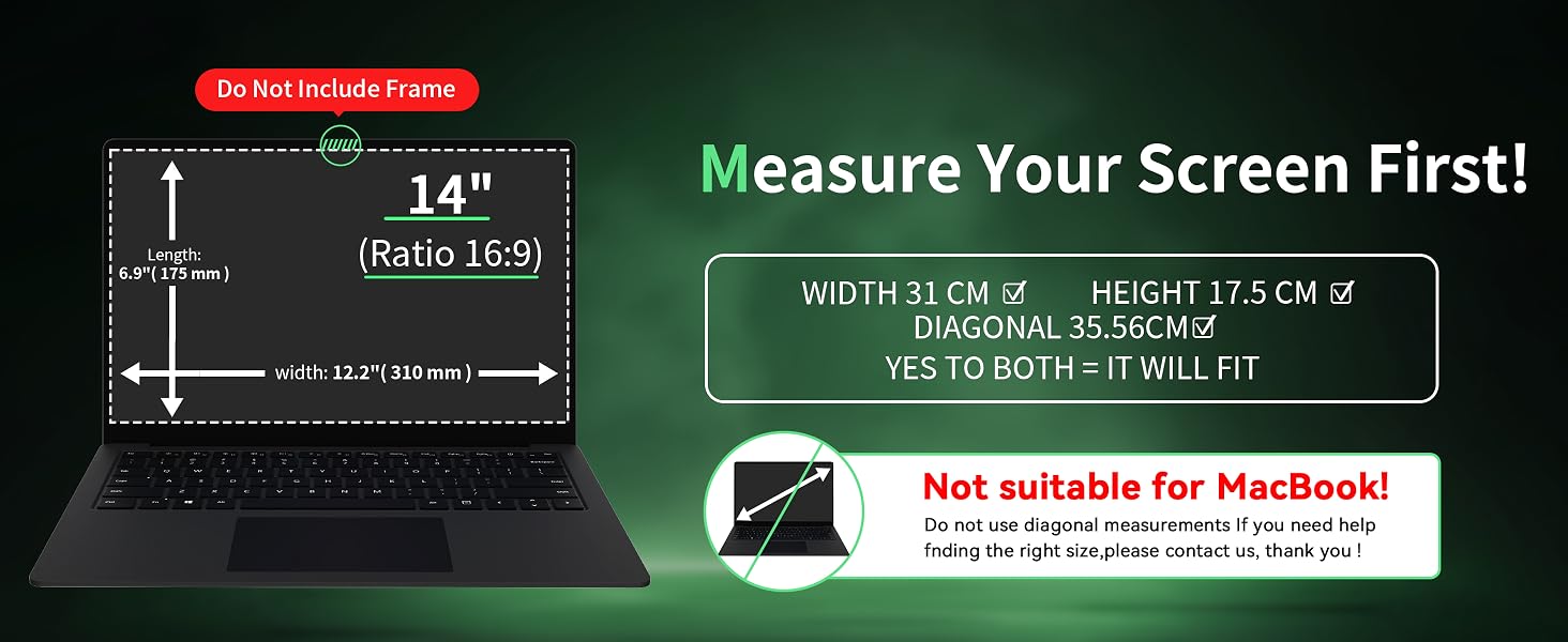 privacy screen laptop Adapted to 15.6 inch laptop screen with 16:9 aspect ratio