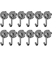 FINDMAG 12 Pack Black Magnetic Hooks 40LBS Neodymium Magnet Hooks, Strong Magnetic Hooks for Hang...
