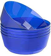 Hioasis 8 Pack Plastic Serving Bowls 128oz Clear Blue Plastic Bowls Heavy Duty Disposable Serving...