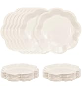 SietDESEO 50 PCS Ivory Paper Plates 7 Inch Scalloped Dessert Plates Ivory Disposable Plate for Pa...