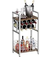 Ansionsol 3-Tier Wine Rack Freestanding Floor with Wood Top, Liquor Stand with Wine Bottle Holder...