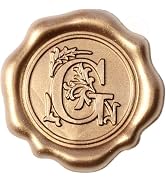 Antique Gold Initial Alphabet Adhesive Wax Seal Stickers - Pack of 50 - Letter Wax Seals for Than...