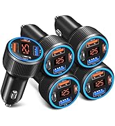5 Pack USB C Car Charger, 4-Port 65W Car Power Adapter with Voltmeter QC+PD 3.0 Fast Charging Cig...