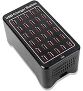 30-Port Charger, USB Charger Station, USB Fast Charger, Smart Charging Recognition, Suitable for ...