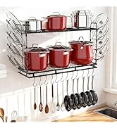 Housolution Pot Rack Wall Mounted, 22''-30'' Length Expandable, 3 Level Height Adjustable, 2 Tier...