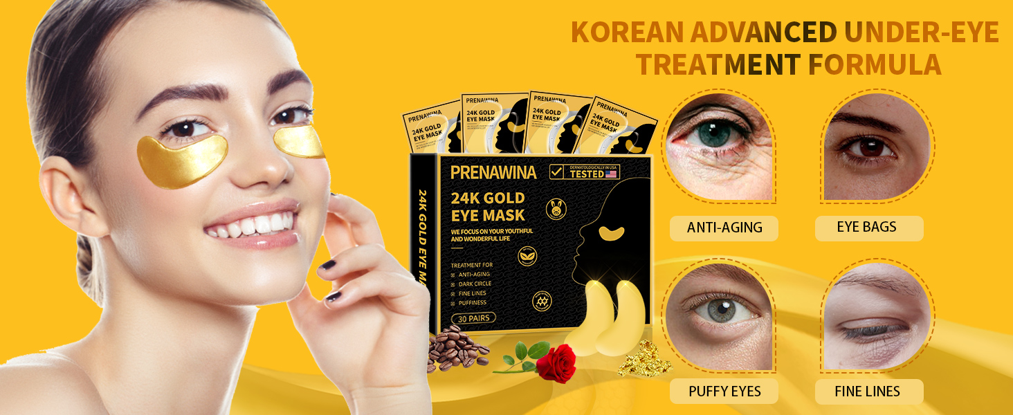 under eye mask gold eye patches for puffy eyes 24k gold eye mask Under Eye Bags Treatment eye mask