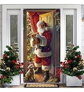 BlissYard Christmas Door Cover Santa Dog Tree 35 x 71 Inch | Polyester, Santa Dog Christmas Tree ...