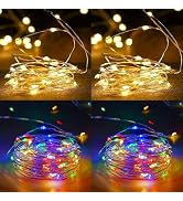 4-Pack 50 LED Fairy Lights Battery Operated with Timer, 16FT Waterproof Starry String Lights Outd...