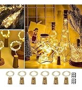 osteplus Wine Bottle Lights with Cork, 6 Pack Mini Fairy String Lights Battery Operated with 6 Re...