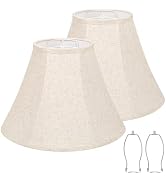Large Bell Lamp Shades Set of 2, 7" Top x 16" Bottom x 11" High, Beige | Lamp Shades for Table La...