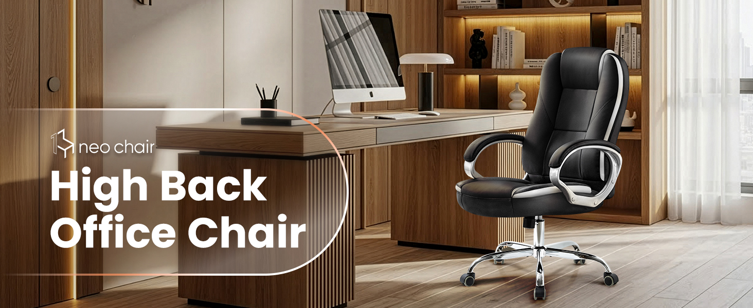 Tall and Wide Jet Black Essential Office Chair that is simple and sleek for home, office, study.