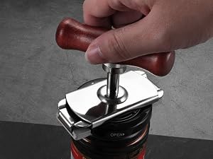 step three turn the red-brown wood handle counterclockwise