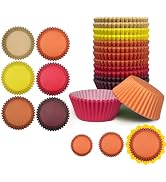 qiqee Jumbo 300-Count Cupcake Liners Cupcake Cups Food Grade 6 Solid Yellow Red Colors Cupcake Pa...