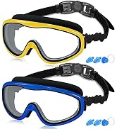 COOLOO Kids Swim Goggles for Age 3-15, 2 Pack Kids Goggles for Swimming with Nose Cover, No Leaki...