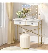 Small Vanity Desk No Mirror for Kids Bedroom, 31.5 Inch Vanity Table with Drawers, Makeup Vanity ...