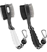 2 Pack Golf Club Brushes and Groove Cleaner 2 ft Retractable Zipline Carabiner Golf Brush Head wi...