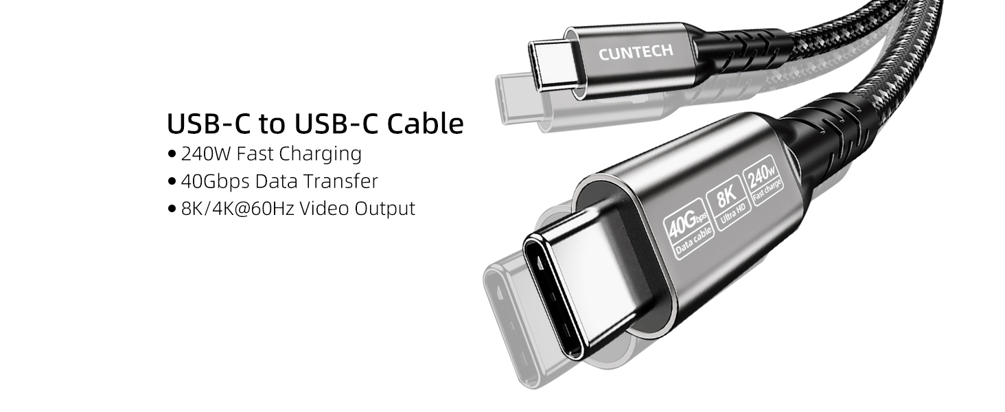USB C to USB C Cable, 240W Fast Charging, 40Gbps Data Transfer, 8k/4k Video Output for Thunderbolt 4