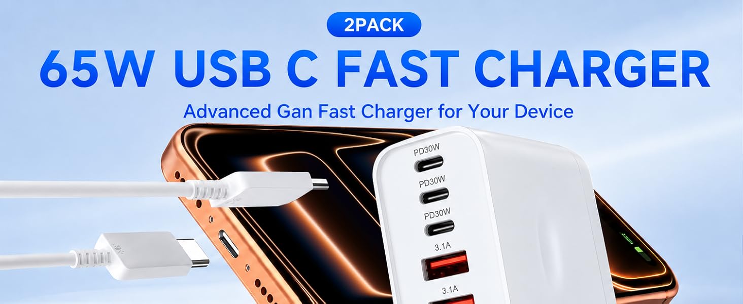 65W USB C FAST CHARGER Advanced Gan Fast Charger for Your Device