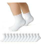 COOLMATE GLOBAL 6 Pairs Toddler Ruffle Socks for Girls Baby Grip Socks Non Slip Cute Grippy Frilly