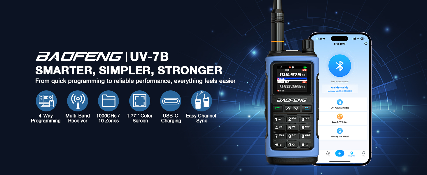 BAOFENG UV-7B Bluetooth Programmable Ham Radio