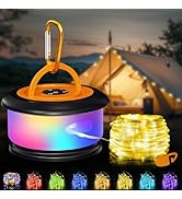 Bylitodt Camping String Lights, Retractable 32.8ft RGB Flash Lamp, Rechargeable LED Fairy Lights ...