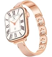 Newlibery Rose Gold Slim Watch Bands for Women Compatible with Apple Watch 38mm 40mm 41mm 42mm (S...