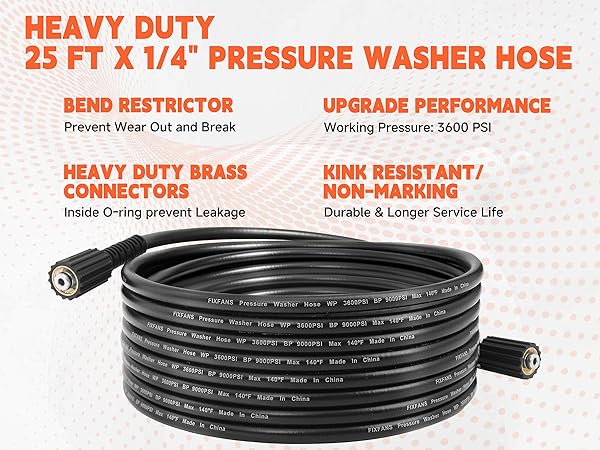 50 FT Kink Resistant Power Washer Hose