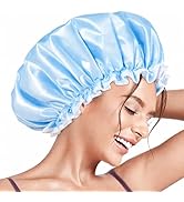 Aquior Shower Caps, Reusable Shower Cap for Women, Double Layer Waterproof Hair Cap, Large Size f...