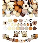 76PCS FIVEIZERO Highland Cow Focal Silicone Beads – Animal Shaped, Brown & White Cow Beads for DI...