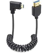 Duttek 8K Right Angle HDMI to Micro HDMI Coiled Cable, 48Gbps Right Angle Micro HDMI Male to HDMI...