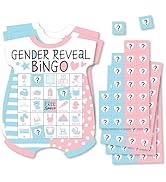 Big Dot of Happiness Gender Reveal Party Bingo Game - Baby Bodysuit-Shaped Picture Bingo Cards wi...