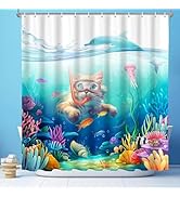 Vimorco Diving Cat Shower Curtain, Funny Cat Shower Curtains for Bathroom, Waterproof Quick-Dry P...