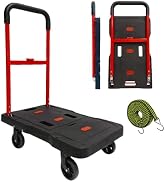 Folding Hand Truck, 150kg/330 Lbs Heavy Duty Luggage Cart, Portable Utility Dolly Platform Cart w...