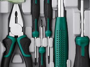Hi-Spec 4V Green Electric Screwdriver Tool Kit Set