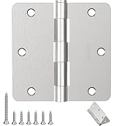 AmzGod Door Hinges Brushed Nickel - 30 Pack 3.5 Inch Rounded Interior Satin Nickel With 1/4" Radi...