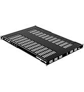 IOGEAR 1U Adjustable Depth Vented Rack Shelf – Heavy Duty Steel, 330 lb Capacity, 19.5–38.3