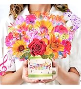 Yinqing Birthday Cards, Happy Birthday Card for Women, 10Inch Life Sized Forever Sunflower Bouque...