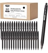 Sikao Black Pens Bulk, 60 Pack Durawrite Retractable Ballpoint Pens Black Ink 1.0mm Medium Point,...