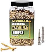 LIONMAX Deck Screws 1-5/8 Inch, Wood Screws #8 x 1-5/8", 200 PCS, Rust Resistant, Exterior Epoxy ...