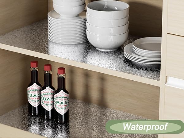 Silver Kitchen Backsplash Wallpaper Stickers Peel and Stick Aluminum Foil Contact Paper